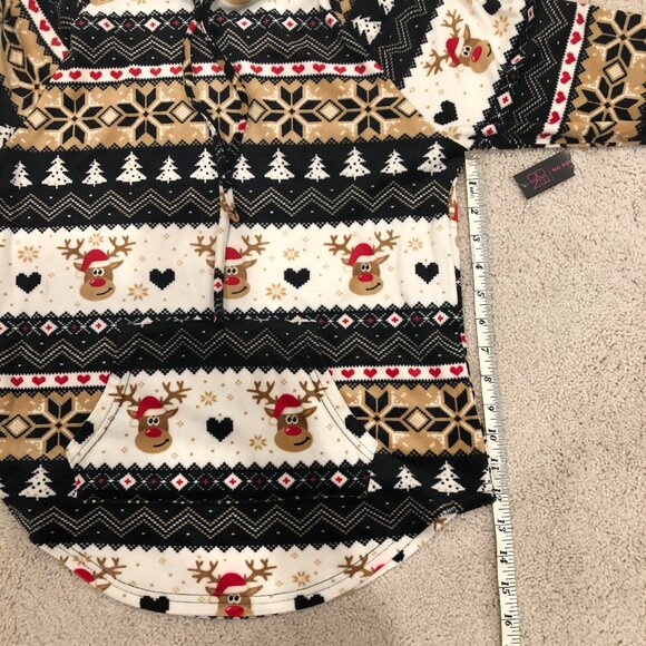 No Boundaries Women's Christmas Reindeer Plush Pullover Hoodie - Picture 12 of 14
